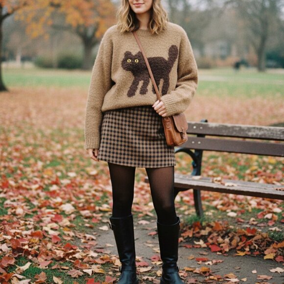 Cider Wool-blend Cozy Fall Cat Sweater - NWOT - Picture 9 of 10